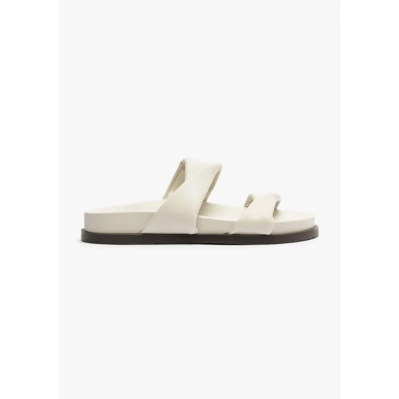 Sandália Papete Feminina Tiras Duplas - Creme 036
