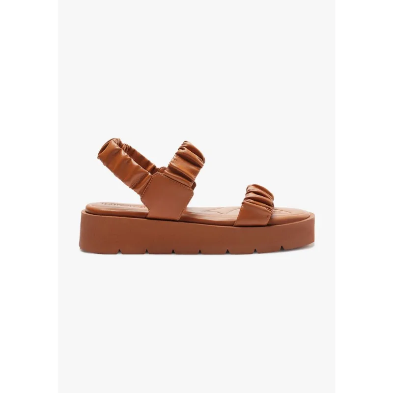 Sandália Flatform Tratorada Tiras Scrunchie - Terracota 037