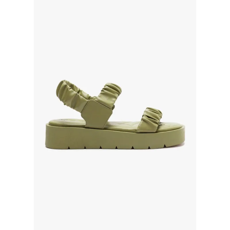 Sandália Flatform Tratorada Tiras Scrunchie - Verde 037