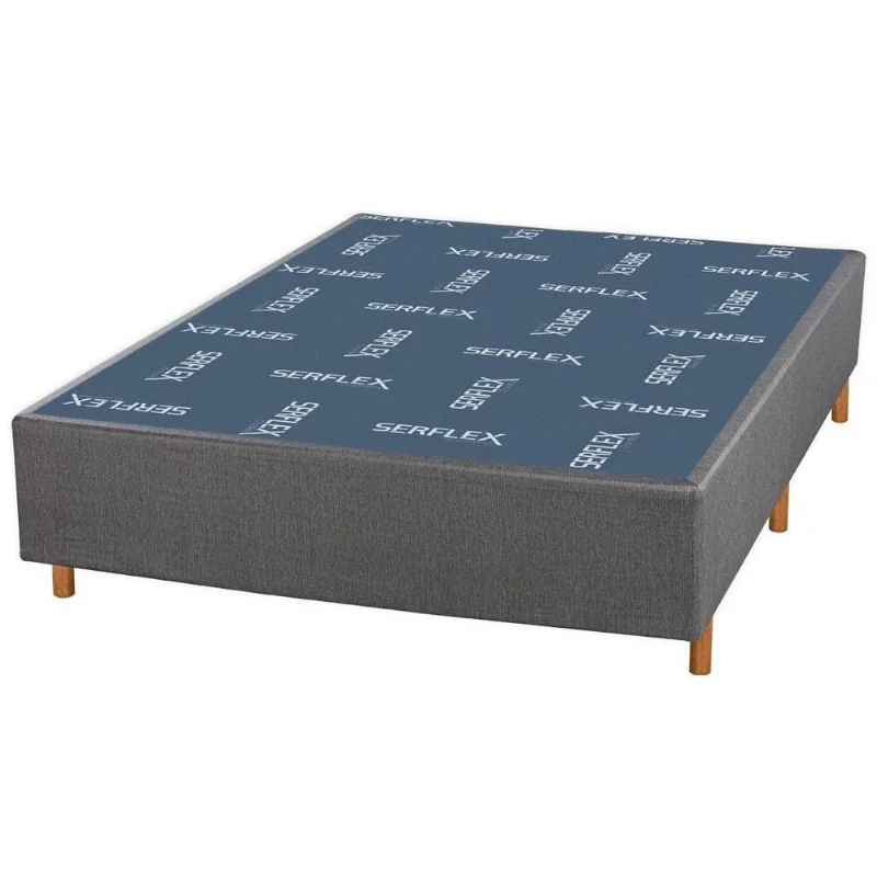 Base Box Casal Porto 1,38cm X 1,88cm X 0,24cm Cinza Serflex Cinza Claro