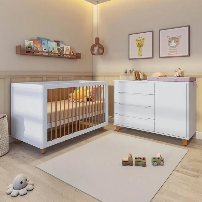 Conjunto Berço e Cômoda em Tampo Mdf Baby Tubbi Casatema Branco