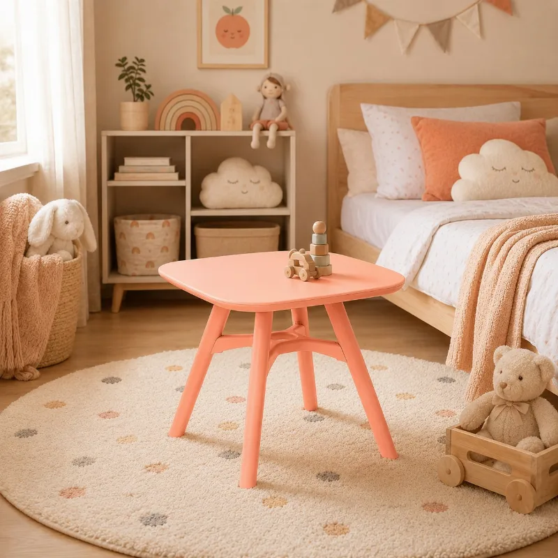 Mesa Infantil Quadrada 51,5cm X 51cm Pipa Laranja/pêssego Pêssego