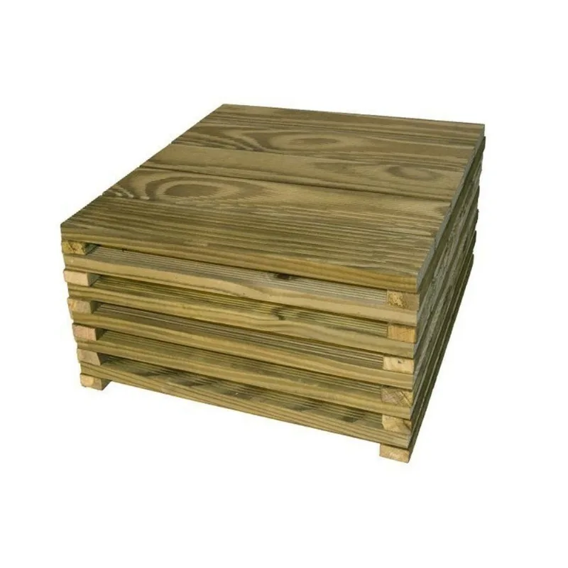 Kit 30 Unidades Deck Modular 50cmx50cm Pinus Tratado Madeira Do Brasil Verde Verde