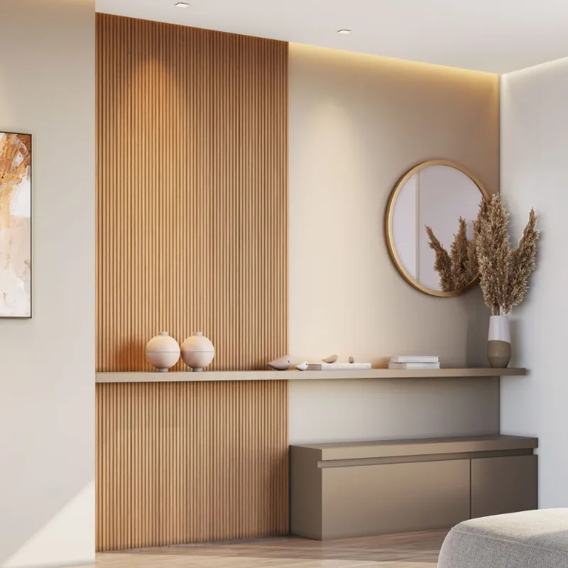 Kit 2 Placas De Painel Ripado Tóquio 250cm X 58cm X 3,3mm Rende 2,9m² Ecorevest Marrom/itapuã Itapuã