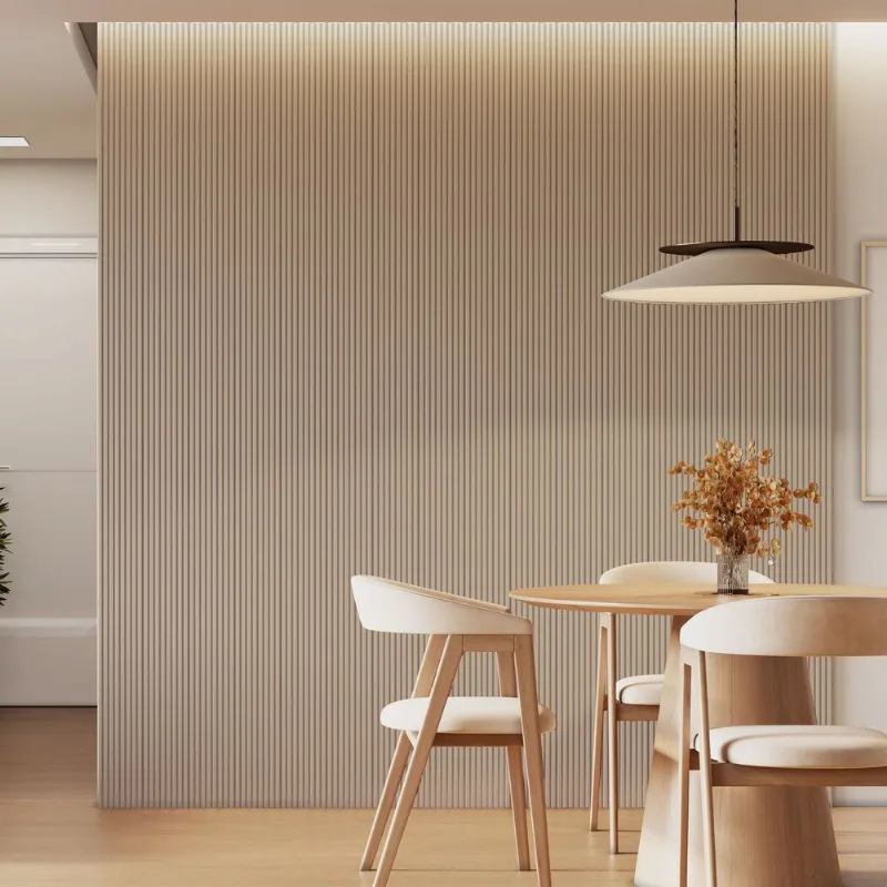 Kit 4 Placas De Painel Ripado Tóquio 250cm X 58cm X 3,3mm Rende 5,8m² Ecorevest Bege Bege