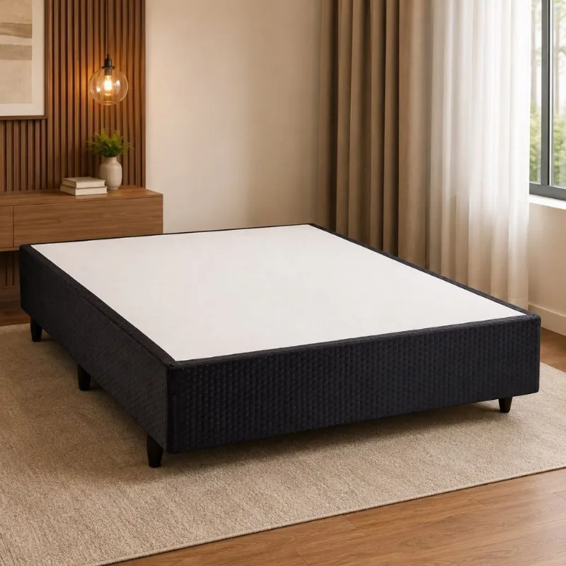 Base Box Casal 138x39cm Em Poliester Idea Preto