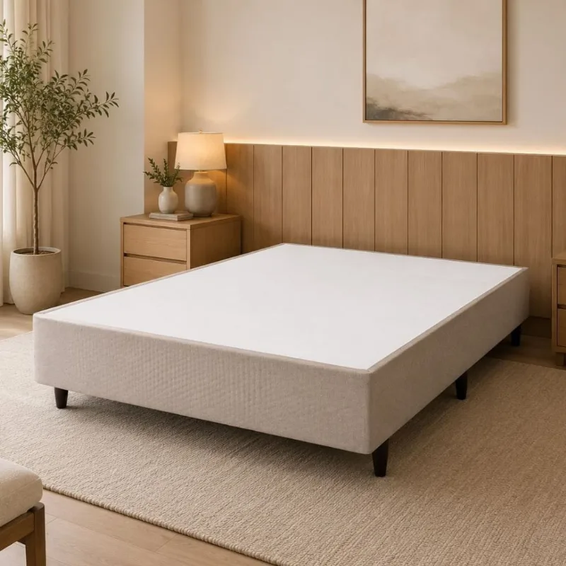 Base Box Casal 138x39cm Em Poliester Idea Bege