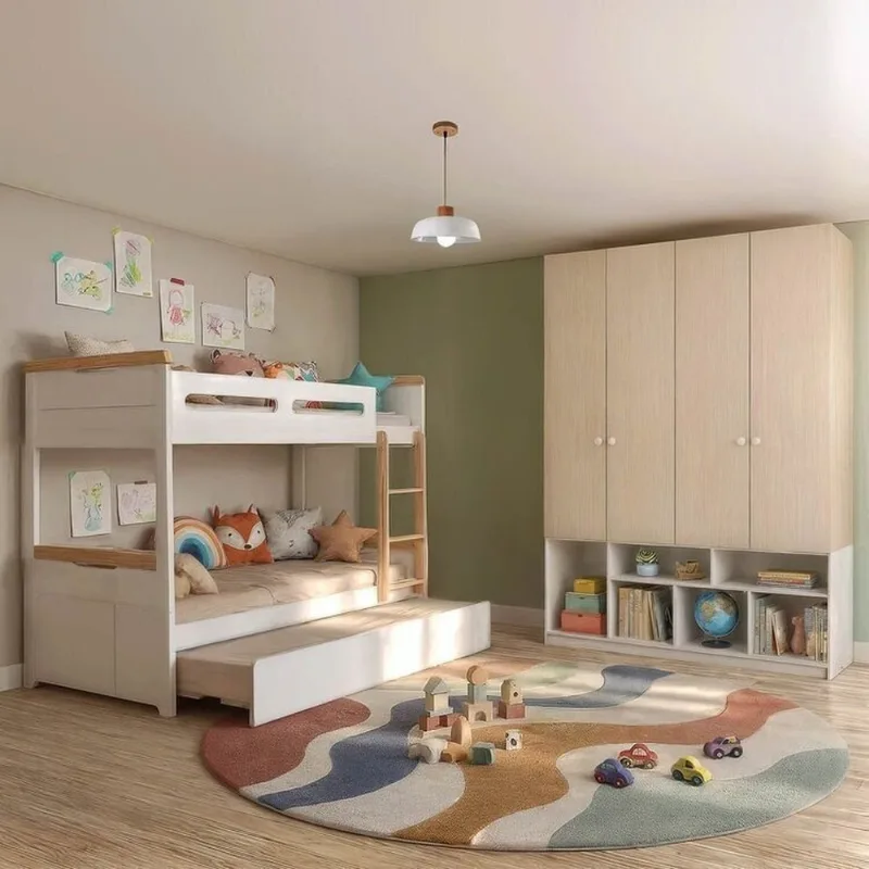 Quarto Completo com Guardar Roupa Curió e Treliche Petit Casatema Branco/Mel Branco/Mel
