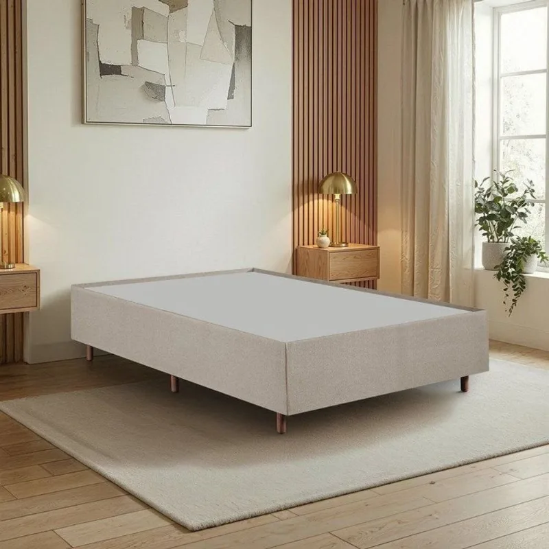 Cama Box Casal Em Madeira Eucalipto Base Resistente E Durável Santorini Espresso Móveis Linho Bege