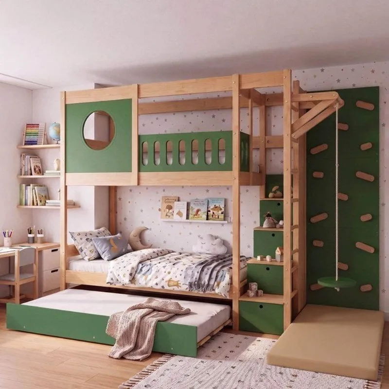 Treliche Active Play Com Kit Escalada Infantil Climb Casatema Madeira Originals Verde/Madeira Natural Verde/Madeira Natural