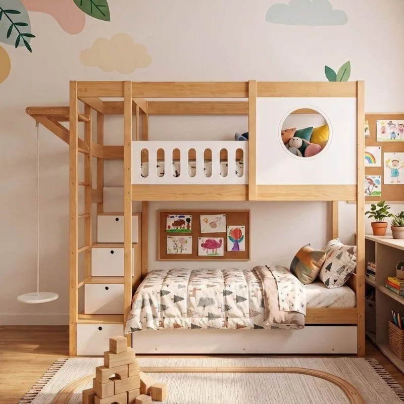 Treliche Active Play Com Balanço Infantil Climb Casatema Madeira Originals Branco/Madeira Natural Branco/Madeira Natural