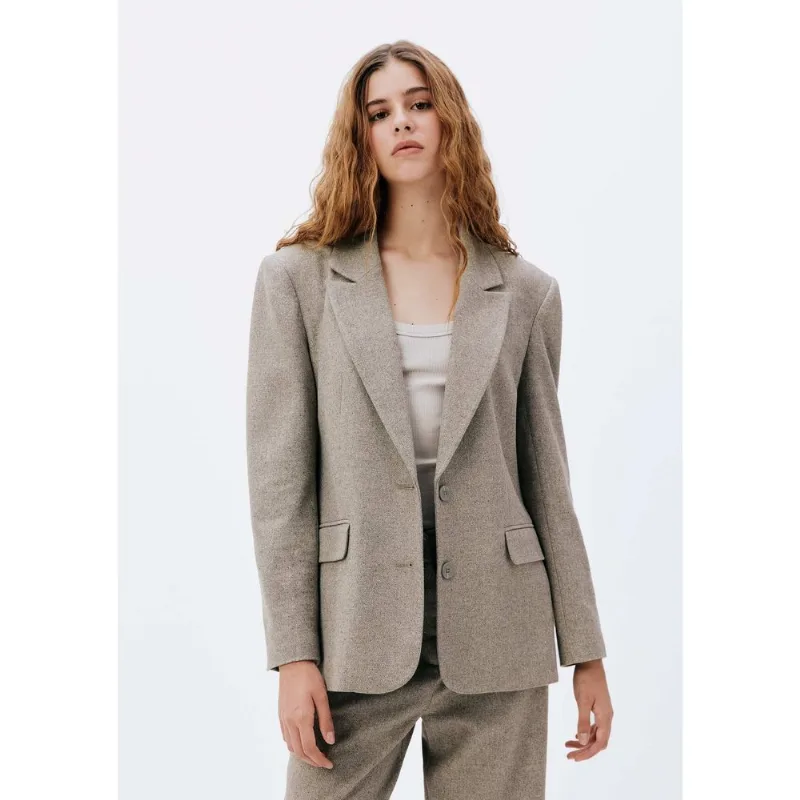 Blazer Feminino Oversized Em Lã - Cinza XG