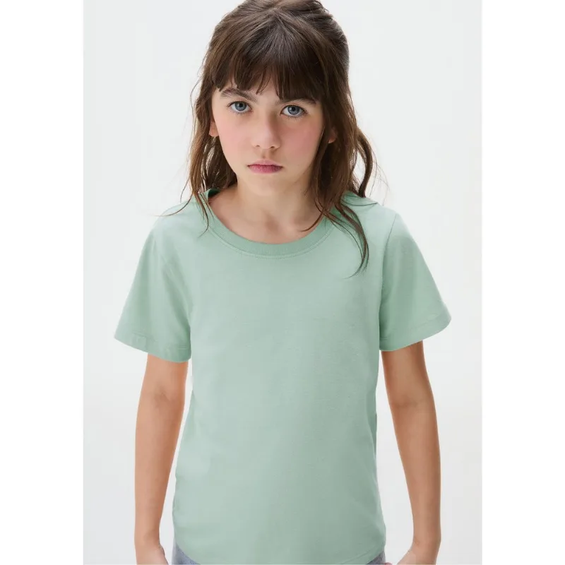 Blusa Manga Curta Infantil Menina Em Malha - Verde 010