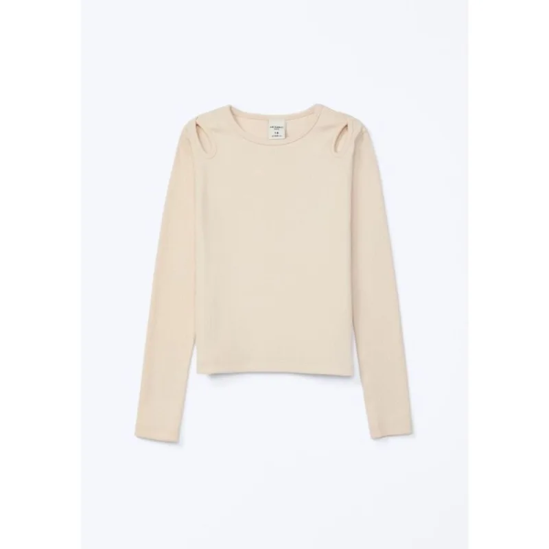 Blusa Infantil Menina Em Ribana Canelada - Nude 008