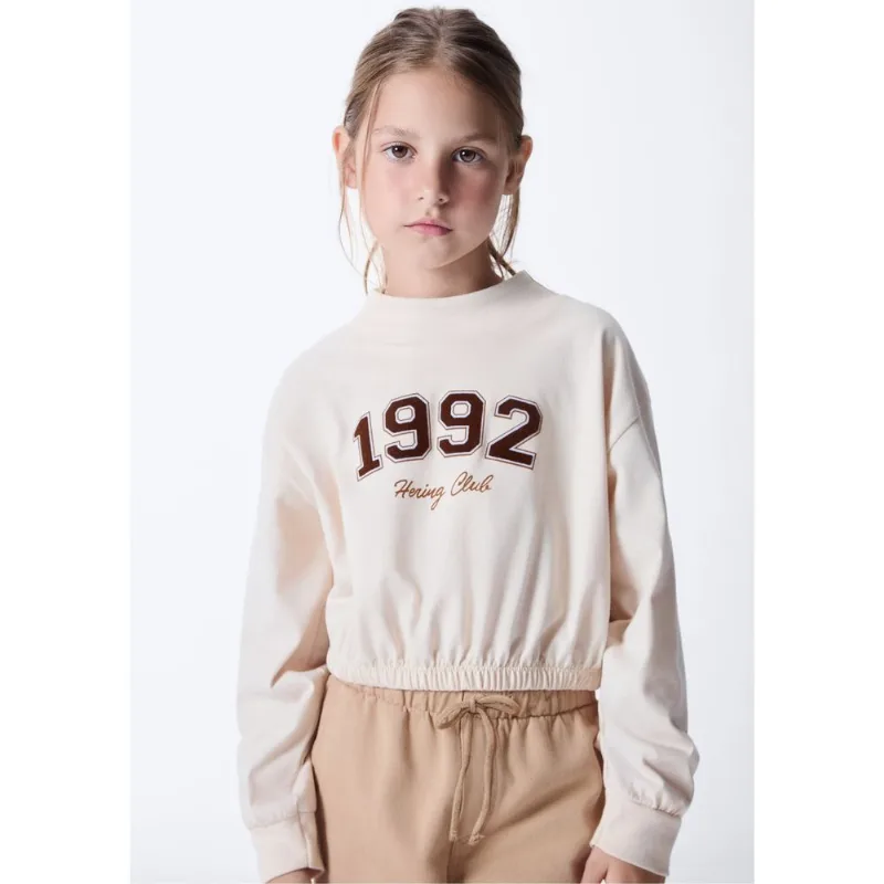Blusa Infantil Menina Gola Alta Estampada - Nude 005