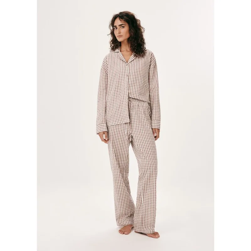Calça Feminina Anarruga Fio Tinto Estampada - Marrom XP