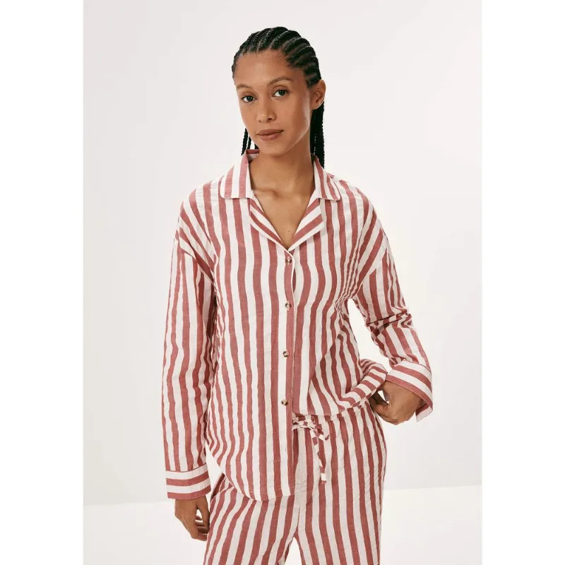 Camisa Feminina Fio Tinto Anarruga Oversized - Vermelho XG