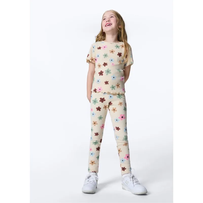 Calça Legging Infantil Menina Estampada Em Ribana - Nude 005