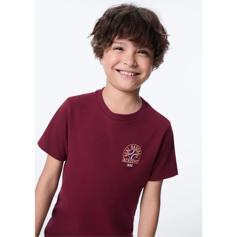 Camiseta Infantil Menino Regular Estampada - Vinho 008