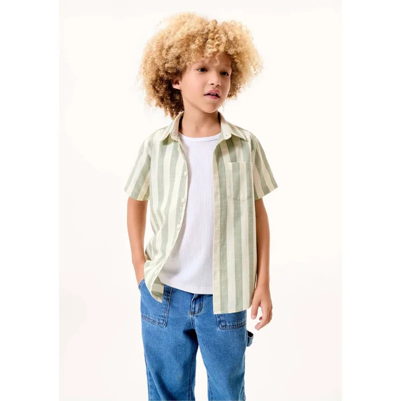 Camisa Infantil Menino Fio Tinto Listrada - Verde 005