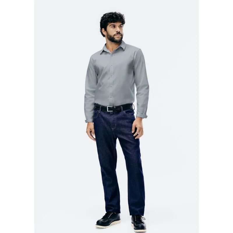 Camisa Básica Masculina Super Slim Manga Longa - Azul P