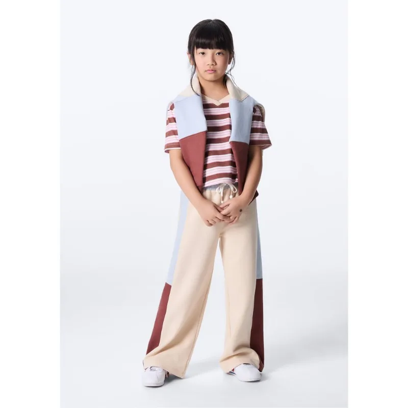 Calça Infantil Menina Wide Leg Em Moletom Peluciado - Nude 012