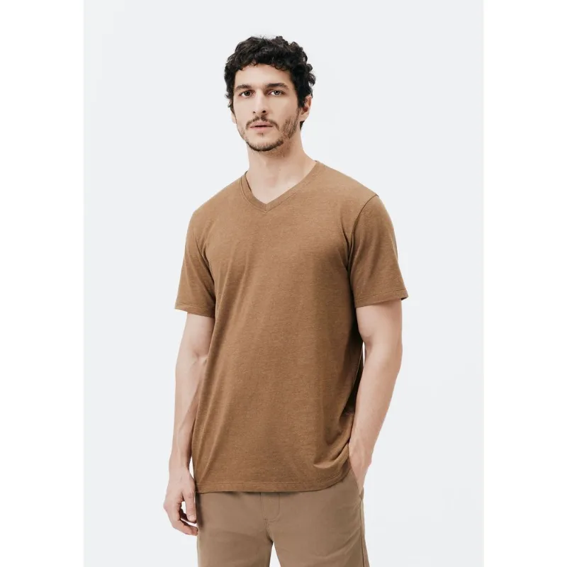 Camiseta Básica Masculina Manga Curta Gola V World - Marrom XG
