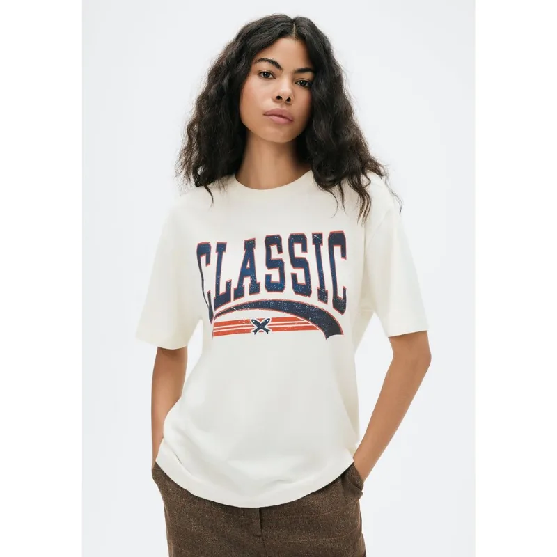 Camiseta Classic Feminina Manga Curta Oversized - Off white M