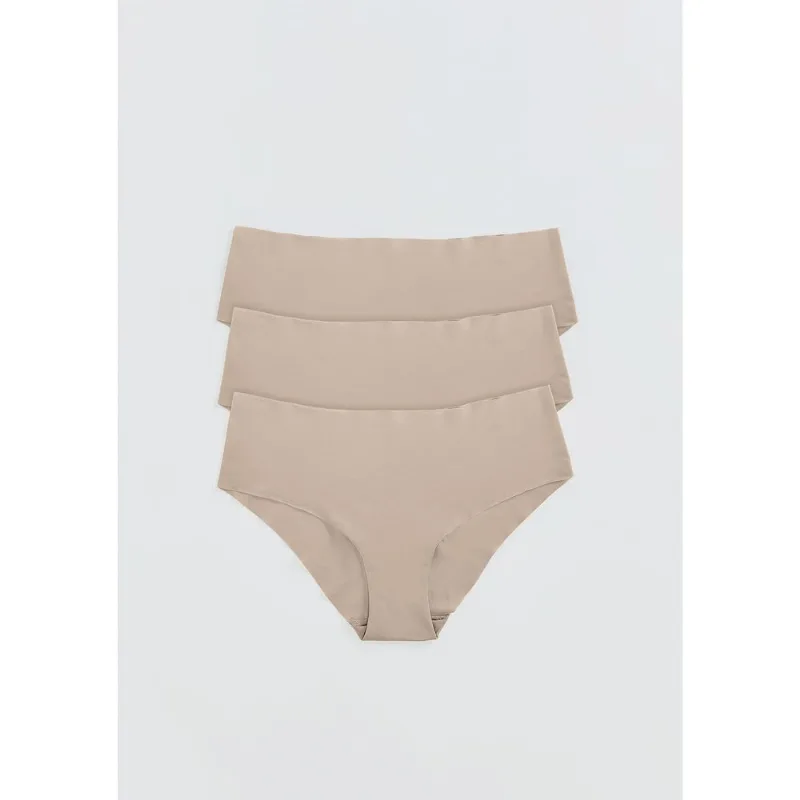 Kit 3 Calcinhas Caleçon Corte A Laser - Nude G