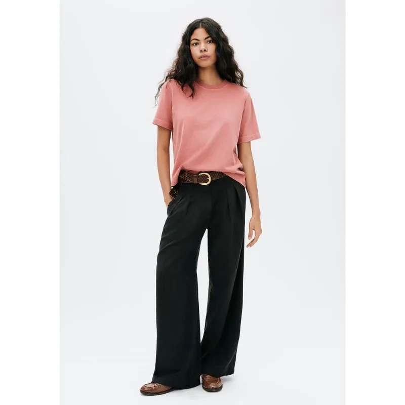 Calça Feminina Reta Cintura Média Em Liocel - Preto 038