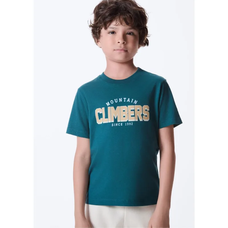 Camiseta Infantil Menino Manga Curta Com Estampa - Verde 012