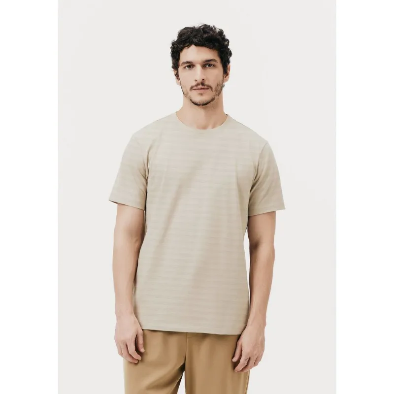 Camiseta Masculina Manga Curta Em Malha Texturizada - Bege XG