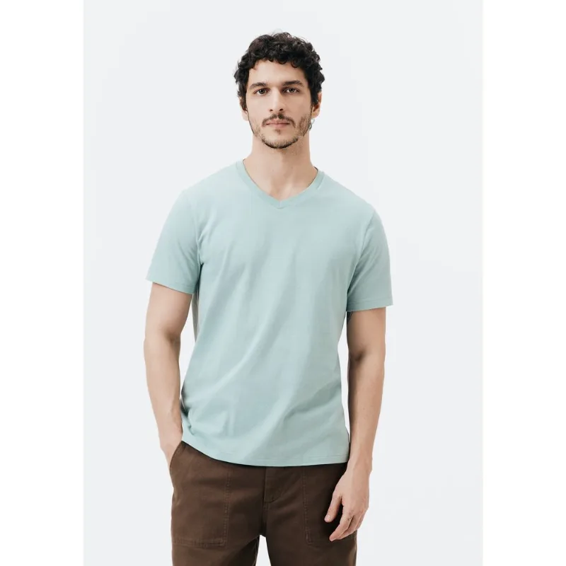 Camiseta Básica Masculina Slim Gola V Em Malha Flamê - Verde XG