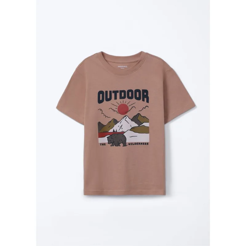 Camiseta Infantil Menino Manga Curta Com Estampa - Marrom 016