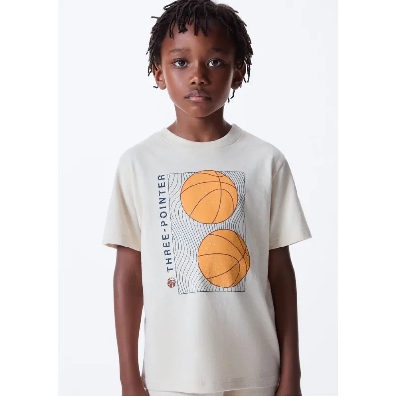 Camiseta Infantil Menino Manga Curta Com Estampa - Off white 006