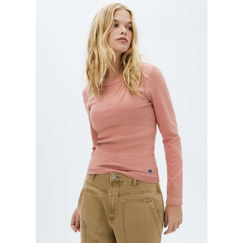 Blusa Feminina Manga Longa Em Ribana Estonada - Rosa XG