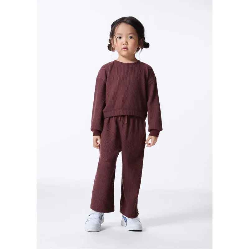 Calça Infantil Menina Wide Leg Texturizada - Marrom 003