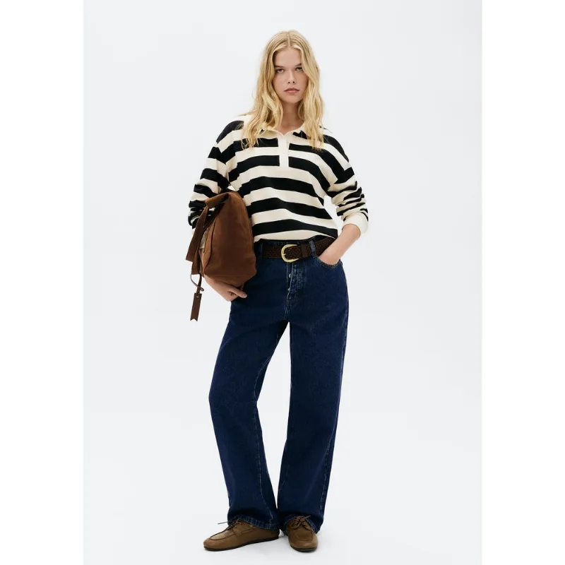 Calça Jeans Feminina Reta Cintura Média - Azul 046
