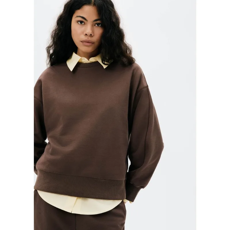 Blusão Básico Feminino Comfort Em Moletom - Marrom XXG
