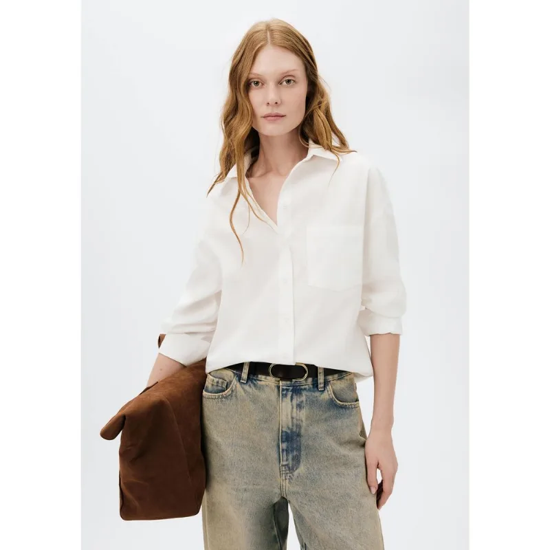 Camisa Feminina Manga Longa Oversized - Off white XG
