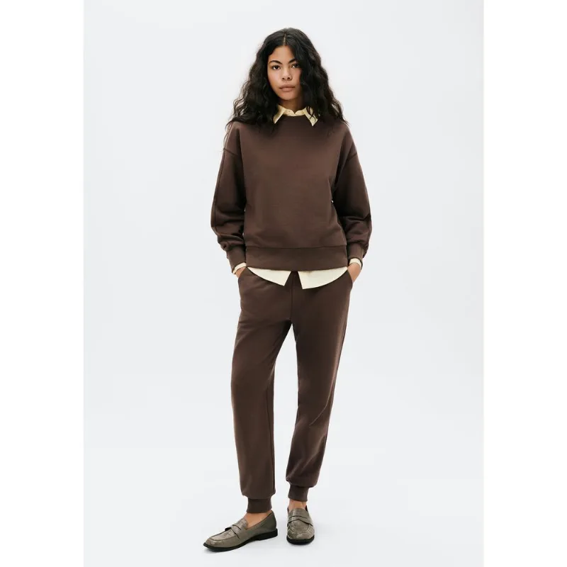 Calça Básica Feminina Jogger Em Moletom Peluciado - Marrom XG