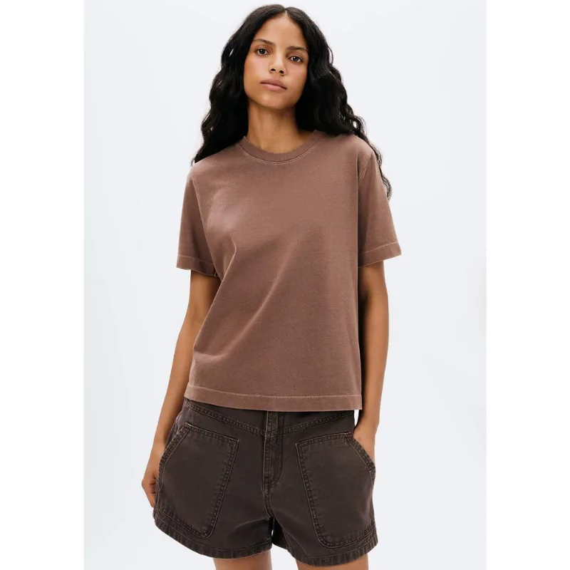 Blusa Feminina Manga Curta Em Malha Binada - Marrom G