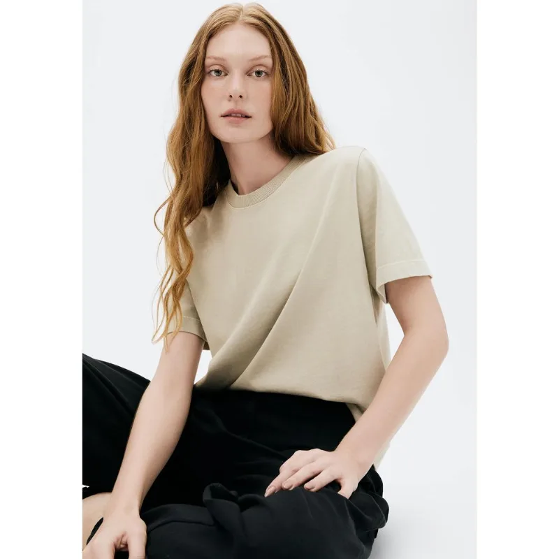 Blusa Feminina Manga Curta Em Malha Binada - Bege G