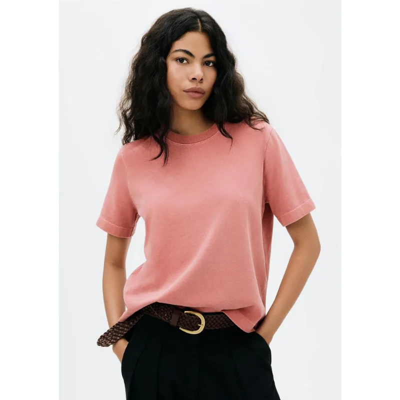 Blusa Feminina Manga Curta Em Malha Binada - Laranja XG