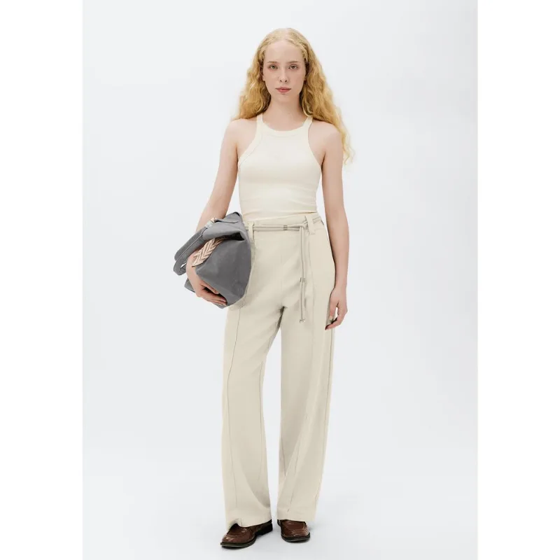 Calça Feminina Cintura Média Com Elástico - Creme 036