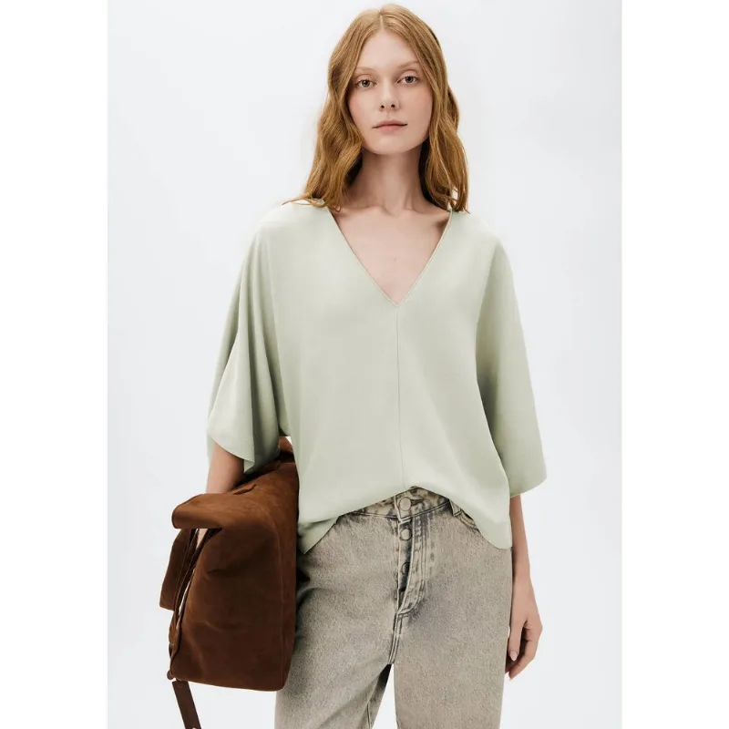 Blusa Feminina Decote V Manga 3/4 - Verde G