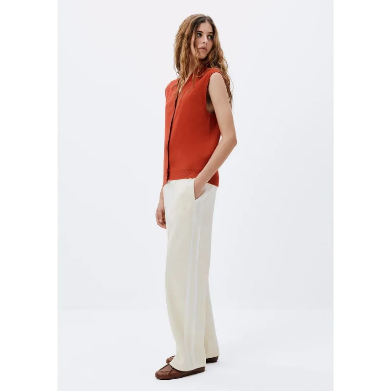 Calça Feminina 1990 Cintura Alta Com Faixa - Creme XG