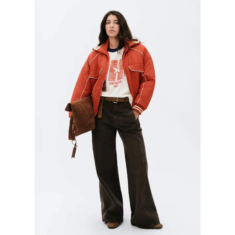 Calça Feminina Pantalona Em Sarja - Marrom 042