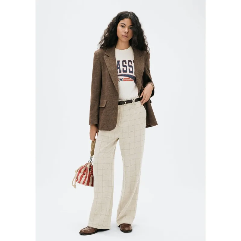Calça Feminina Reta Em Alfaiataria Com Lã - Creme 040