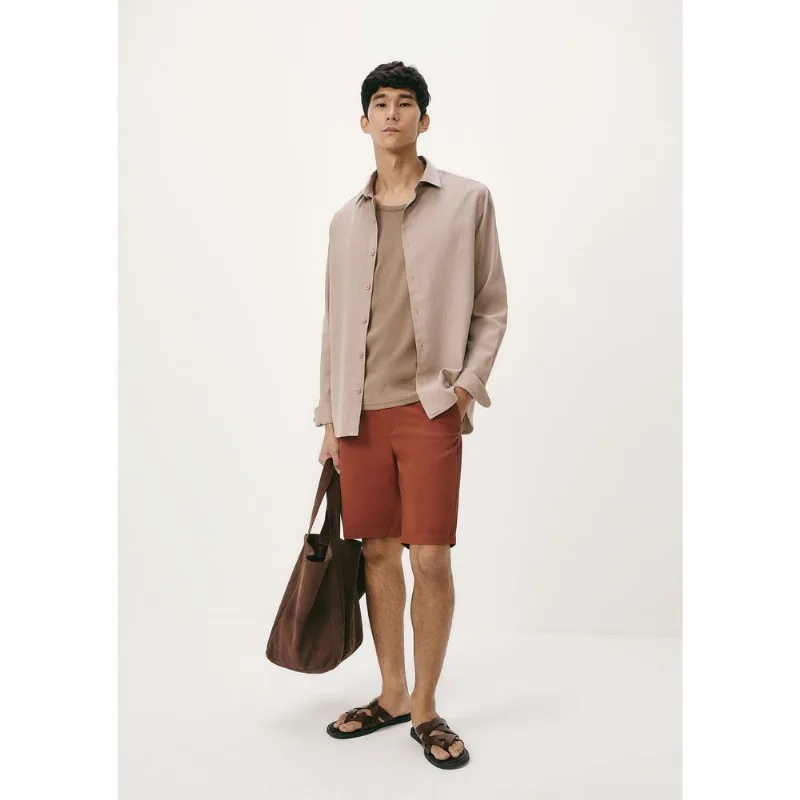 Bermuda Básica Masculina Chino Reta Em Sarja - Marsala 044